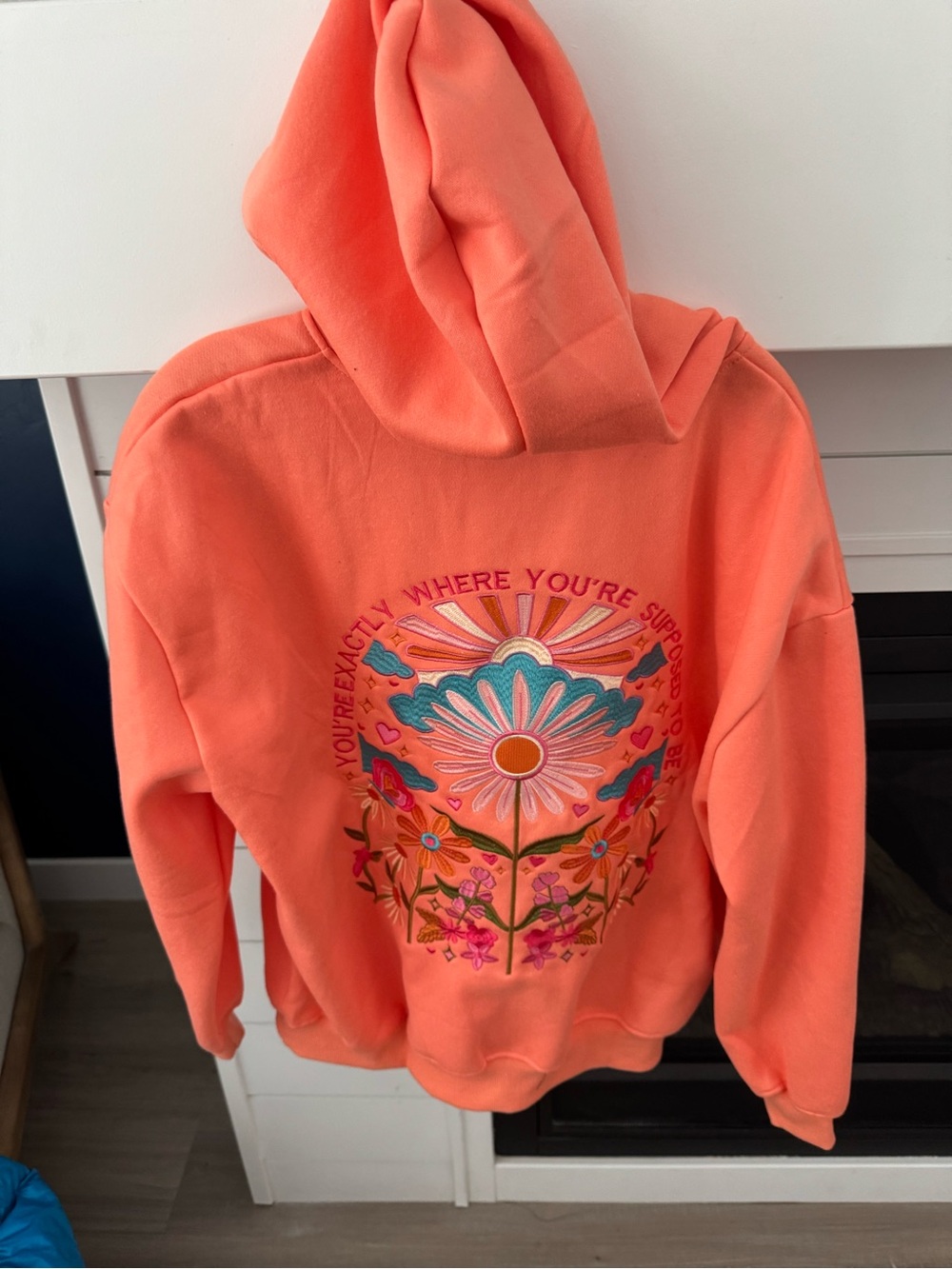 Y2K Floral You're Exactly Where You're Supposed To Be Letter Embroidered Hoodie